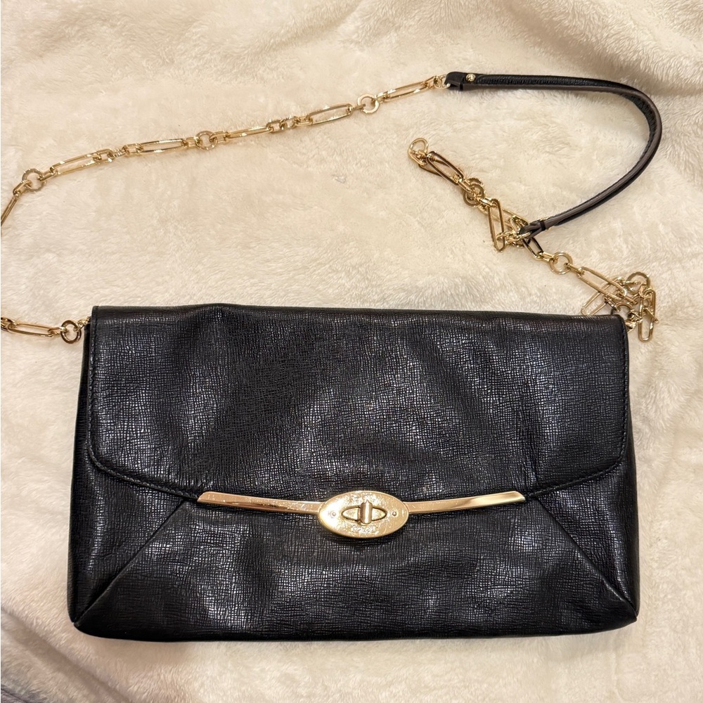 Coach Black Clutch with Gold Chain